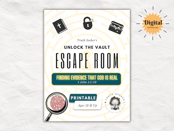 Bible Study Escape Room Game | 1 John 1 |  Finding Evidence that God is Real | Church Printable Kit for Teens & Adults | Youth Group Game