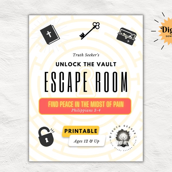 Bible Study Escape Room Game | Philippians 3-4 | Fun Escape Room Printable Kit for Teens & Adults | Youth Group Game | Unlock the Vault