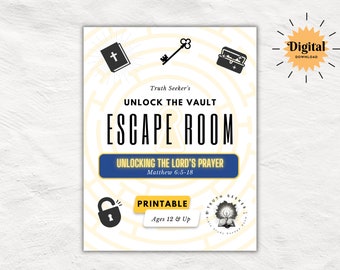 Unlocking the Lord's Prayer | Bible Study Escape Room Kit for Teens & Adults | Matthew 6 | Inductive Bible Study Game for Youth Group