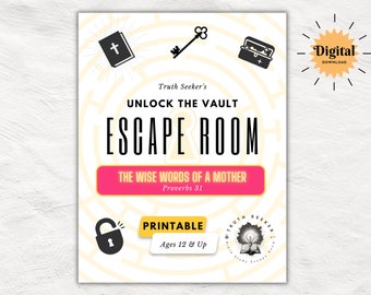 Gioco Escape Room per lo studio della Bibbia / Festa della mamma / Proverbi 31 / Kit stampabile Escape Room per adolescenti e adulti / Gioco per gruppi giovanili / Gioco in chiesa