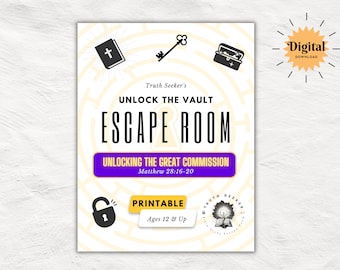 Bible Study Escape Room Quest | Matthew 28 | Unlocking the Great Commission | Interactive Printable Game Kit for Christian Teens & Adults