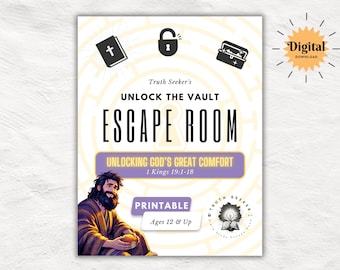 Bible Study Escape Room Game | 1 Kings 19 |  Unlocking God's Great Comfort | Church Printable Kit for Teens & Adults | Youth Group Game