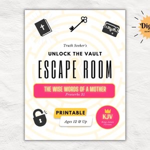 KJV | Bible Study Escape Room Game | Mother's Day |  Proverbs 31 | Escape Room Printable Kit for Teens & Adults | Youth Group Game | Church