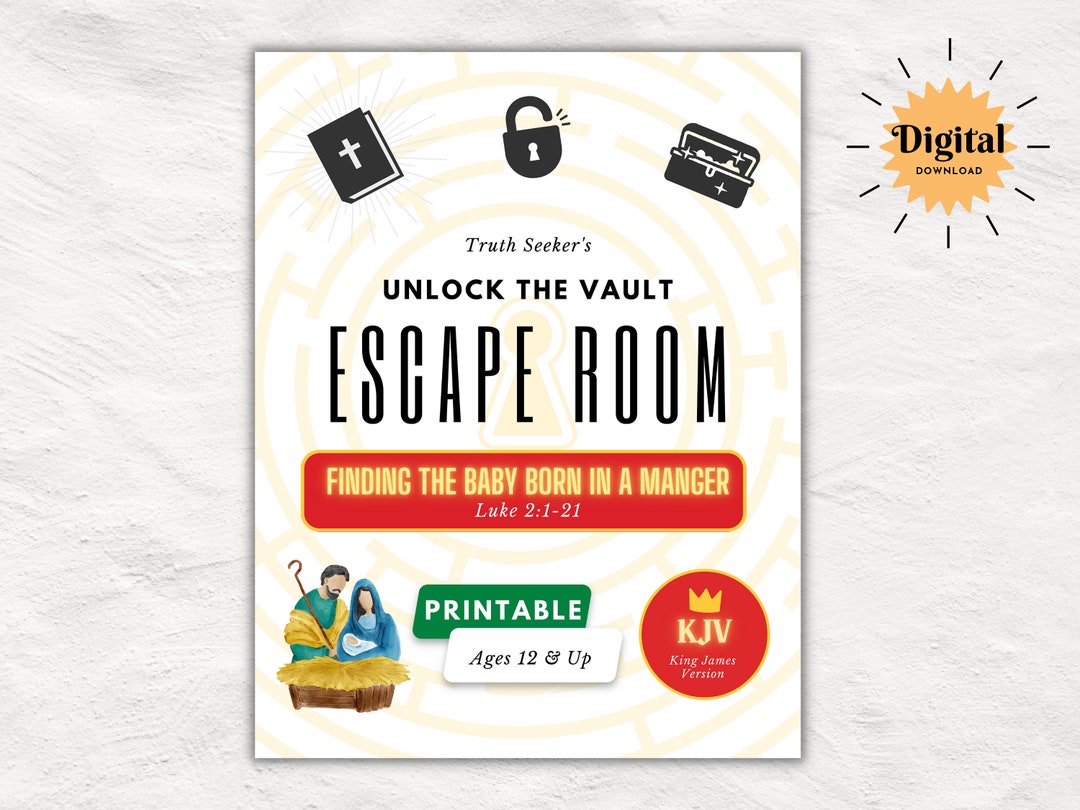 KJV Christmas Escape Room Quest Nativity Bible Study Escape Room Advent Interactive Printable