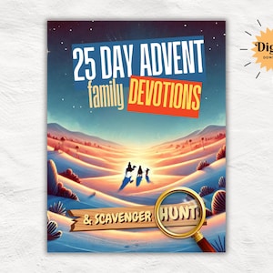 25-Tage-Christliches Adventsdevotionalien-Kit | Familien-Weihnachts-Countdown mit Schnitzeljagd, Bibel-Sammelkarten | Grußkarten | Ansichtskarten