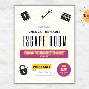 KJV | Bible Study Escape Room Game | John 20 |  Resurrection | Easter Escape Room Printable Kit for Teens & Adults | Youth Group Game