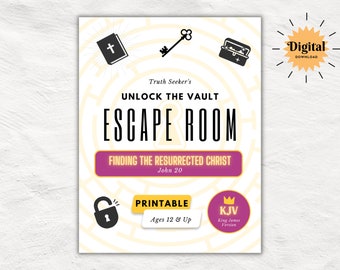 KJV | Bible Study Escape Room Game | John 20 |  Resurrection | Easter Escape Room Printable Kit for Teens & Adults | Youth Group Game