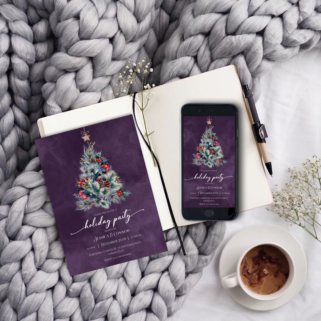 Christmas Party Invitation Template Christmas Tree Digital Invite ...