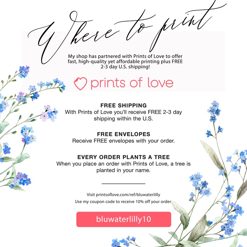 Blue Me Not Wedding Printable Invitation Template Etsy