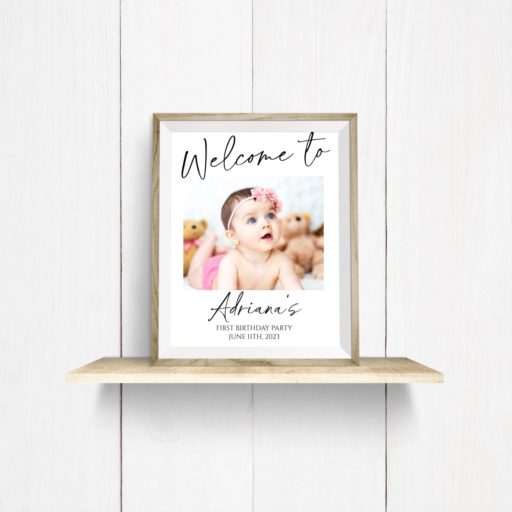 First Birthday Printable Welcome Sign Template One Year Old Photo ...