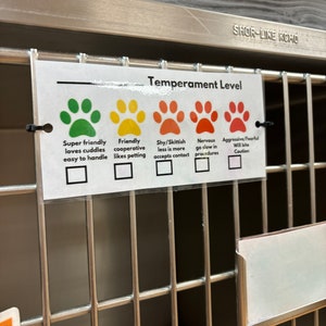 Tarjeta canina de nivel de temperamento para clínicas veterinarias