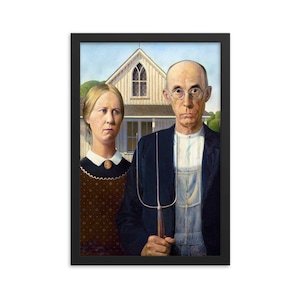 Grant Wood&#39;s American Gothic Canvas Poster