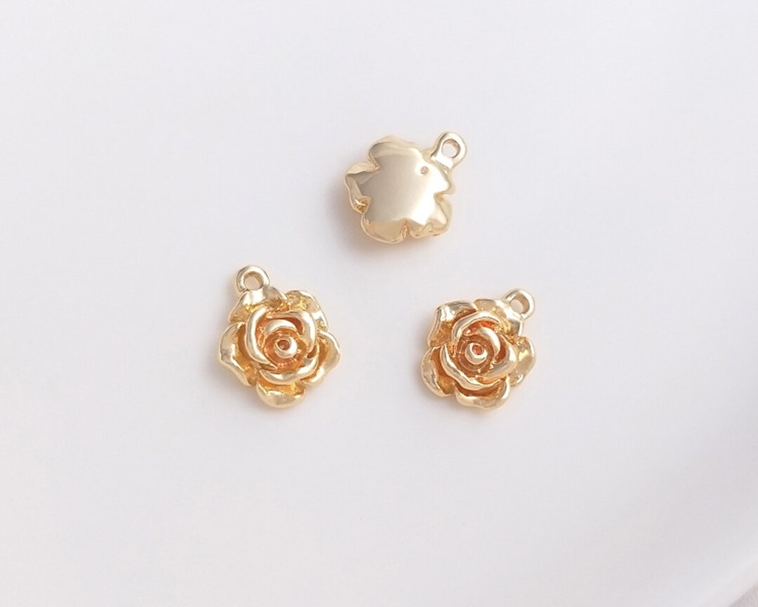 Fancy Gold R Flower 14PCS 14k Gold Filled Rose Flower Pendant for Necklace, Unique Gold ...