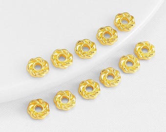 100 STÜCKE 4 mm 6 mm Messing Flache Perlen Spacer Bead, für Schmuck Machen Armband Halskette Liefert, DIY 14k Vergoldetes Zubehör
