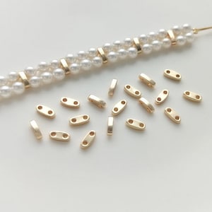 50PCS 5 * 2mm Double Trou Entretoise, Double Rangée Millet Perle Entretoise DIY Bijoux Faits À La Main Accessoires Bracelet Collier Septum Perle Matériel