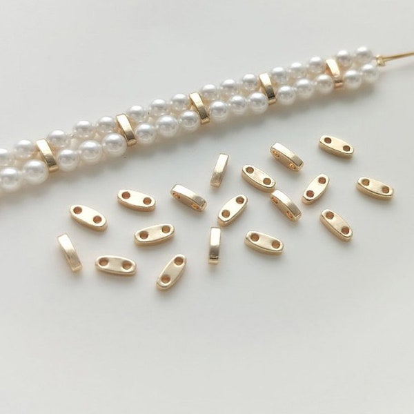 50PCS 5*2mm Double Hole Spacer, Double Row Millet Bead Spacer DIY Handmade Jewelry Accessories Bracelet Necklace Septum Bead Material