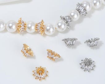 4Pcs  Dainty cz pave Spacer bead, for Jewelry Making Bracelets and necklaces Supplies, DIY Brass 14K Gold Plated Accessories Findings