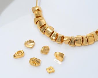 10PCS Dainty 14k Gold Filled irregular space Beads, for Jewelry Making necklace Supplies, DIY Hand Made Brass 14k Gold Plated Accessories