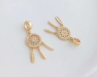 2 STÜCK 14k Gold filled Kette Charm Quaste Charm Rund Blume Anhänger Cz Paving Metall Quasten Kugelkette Quasten