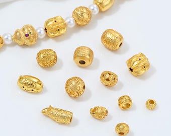 4PCS Dainty Fish cat shape Spacer Beads, for Jewelry Findings Making Bracelet Necklace Supplies , DIY  Brass 24k Gold Plated Accessories