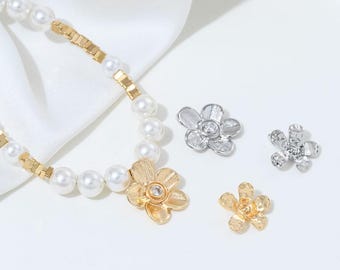 6 STÜCKE Zierliche Blumen Charms, für Schmuck Machen Ohrtropfen Zubehör, DIY Messing 14k Vergoldet Zubehör