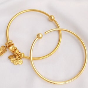 2PCS 14k Gold Filled Brass Hammered Bracelet - Brass Bracelet - Brass Wire Bangle - Jewelry Supplies