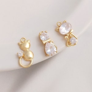 8PCS 14k Gold Filled Cat Charms, Cat Pendant, Dainty Cat Charms, Necklace Charm, Bracelet Charms, Gold Plated Findings