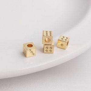 20PCS 14k Gold Filled Brass Square Bead,4mm Beads,Brass Dice Bead,Braid Finding, Bracelet/ Necklace DIY Material