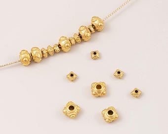 10PCS Brass Matte Gold Spacer Bead, for Jewelry Findings Making Bracelet Necklace Supplies ,DIY 24k Gold Plated Findings