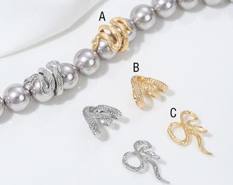 4Pcs Dainty Snake shape beads Interval bead, Snake charms,Jewelry Making Bracelet necklace Supplies ,DIY  14K Gold Plated Brass Accessories