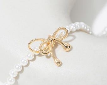 6PCS Dainty Bow design Charms, for Jewelry Making Pendants Findings, DIY Hand Made Brass 14k Gold Plated Accessories