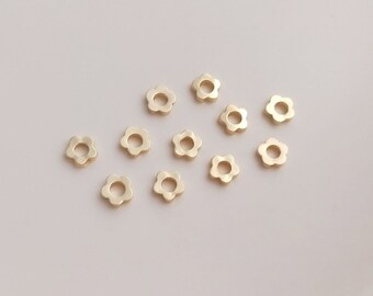 100Pcs Plum blossom Gear Partition Making Pendant Supplies DIY  14K Gold Plated Brass Accessories