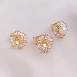 4PCS 14k Gold Filled Silver Post Flower Earrings CZ Flower Stud Earrings,Dainty Flower Earrings,Bride Earrings,Wedding Jewelery,Gift For Her