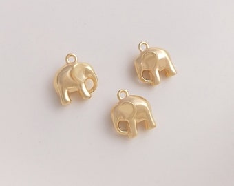 10PCS 14k Gold Filled Elephant Pendant-Elephant Charm-golden Charm-Animal Charm-Elephant Jewelry, Animal Jewelry, Diy Necklesh Pendant