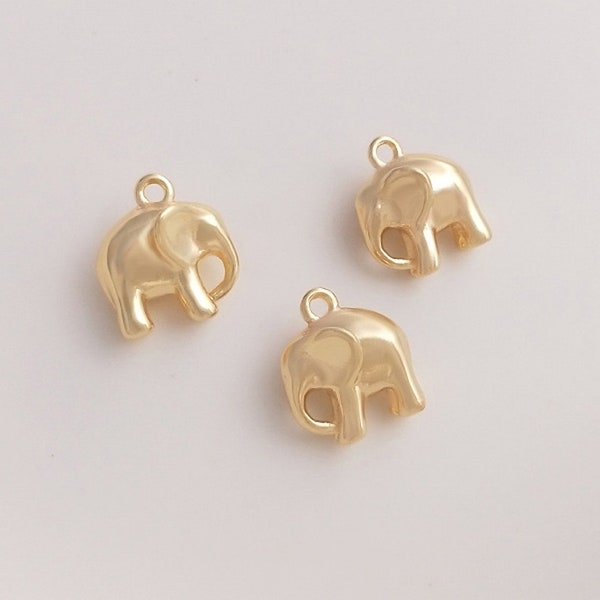 10PCS 14k Gold Filled Elephant Pendant-Elephant Charm-golden Charm-Animal Charm-Elephant Jewelry, Animal Jewelry, Diy Necklesh Pendant