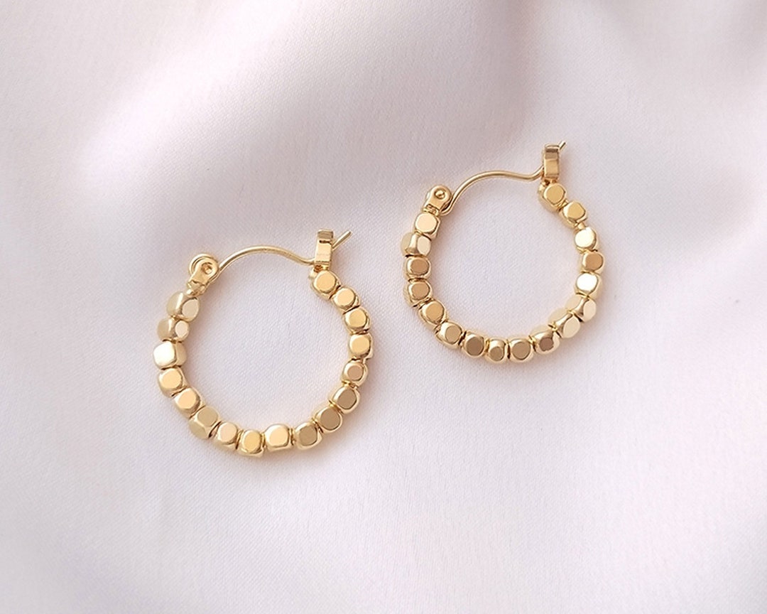Chunky Orecchini Geometrici Quadrati A Goccia Oro – Placcati, Con 2 Paia Di Pistacchini, Stile Francese Vintage