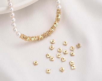 30PCS 14K Clad Gold Folded concave edge jewelry positioning gasket, bead spacer DIY handmade bracelet item material chain accessories