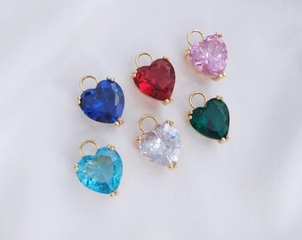 4PCS 14K plattiert Gold Multicolor Zirkon Pfirsich Herz Anhänger, DIY Handgemachte Schmuck Armband Zubehör Liebe Charm Schmuck Entdeckung Materialien