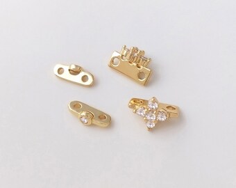 10PCS 14k Gold Filled Zirconium inlaid double row hand string pearl spacer double hole spacer accessories diy bracelet necklace material