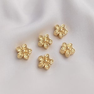 30PCS 14k Gold Filled Floret Charm ,Flower Drop Bead, Bracelets Finding, Trendy Charm, Gold Initial Charm