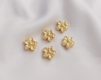 30PCS 14k Gold Filled Floret Charm ,Flower Drop Bead, Bracelets Finding, Trendy Charm, Gold Initial Charm