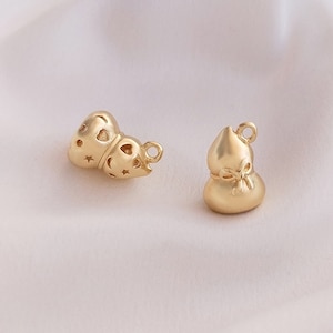 8PCS 14k Gold Filled Gourd Pendant, Gourd Charm,hollow Gourd Pendant, Good Fortune Charm, Lucky Charm
