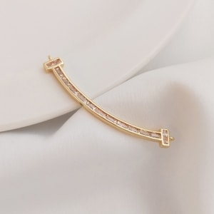 4PCS 14k Gold Filled Arc Rectangle Bar Charm, Cz Paving Geometry Charms, Necklace Findings, Jewelry Making, Diy Material, Jewelry Supplies