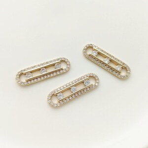 4PCS 27.5*8.4mm 14K Gold Filled Inlaid Zircon Pin Shape Pendant DIY Handmade Jewelry Material Paper Clip Bracelet Necklace Accessories