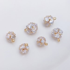 8PCS 14k Gold Filled Star Charm,Gold Initial Charm,Vermeil moon Pendant,Tiny Gold Star,Spherical Pendant,cz pave star Charm