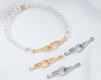 4PCS Connectors Necklace Link Buckle, 14k Gold Plated for Jewelry Making Bracelet DIY Hand Made Brass Accessories