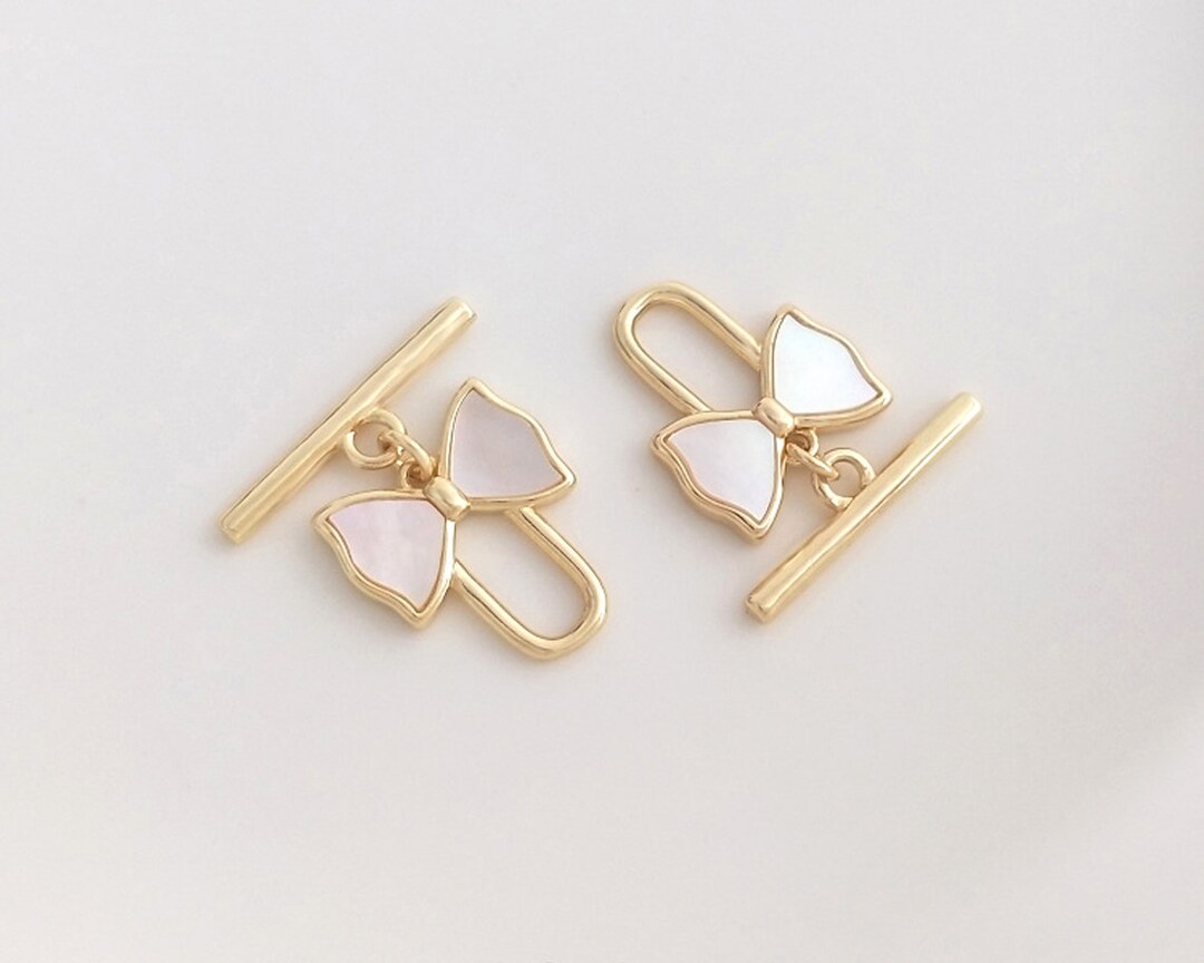 Shell Clasp 2PCS 14k Gold Filled Butterfly Toggle Clasp, Shell Clasp Set, Large ...