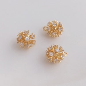 6PCS 14k Gold Filled Cubic Zirconia Pinecone Charms,CZ Pave nut Pendant