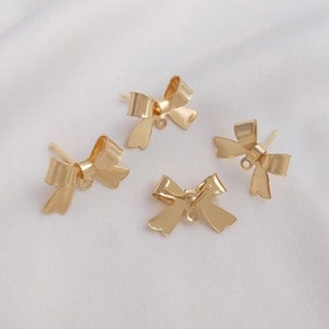 16PCS 14k Gold Filled Band ring Bow Earrings, Bow Earring Post, Ear Wire