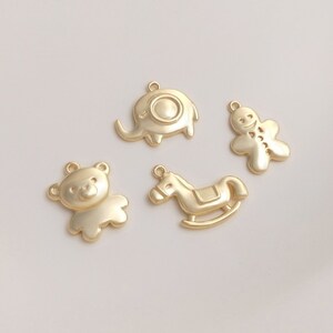 10PCS 14k Gold Filled Little Bear/Small Elephant/Trojans/snowman Charm Cartoon Doll Pendant Jewelry Making Diy Material Necklace Finding